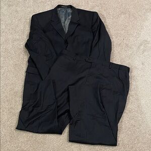 Men's Black Thin-Striped Suit